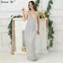 Dubai Design Silver Sexy Deep-V Evening Dress Sequined LA6674 - SERENE HILL