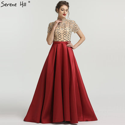 On Sale no return no refundSale High Collar Fashion Evening Dresses Short Sleeve Beading Sequined LA6568 - SERENE HILL