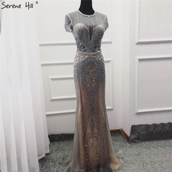 Luxury Sleeveless full diamond o neck  Sexy Evening Dresses Dubai Design LA60742