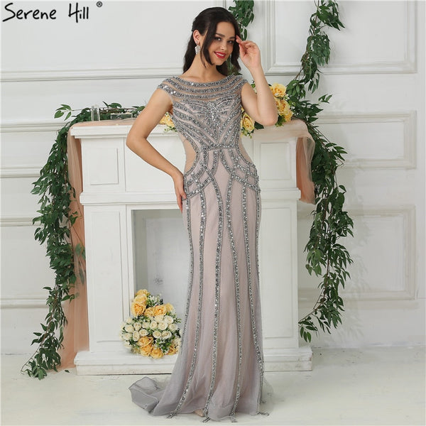 On Sale no return no refundSale Dubai Design Cutaway Sides Evening Dresses Diamond Pearls Evening Gowns LA6676