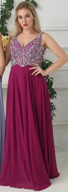 On Sale no return no refundSale Sky Blue Chiffon Sleeveless Prom Dresses Beading Pearls V-Neck Beach Evening Gowns LA6697 - SERENE HILL